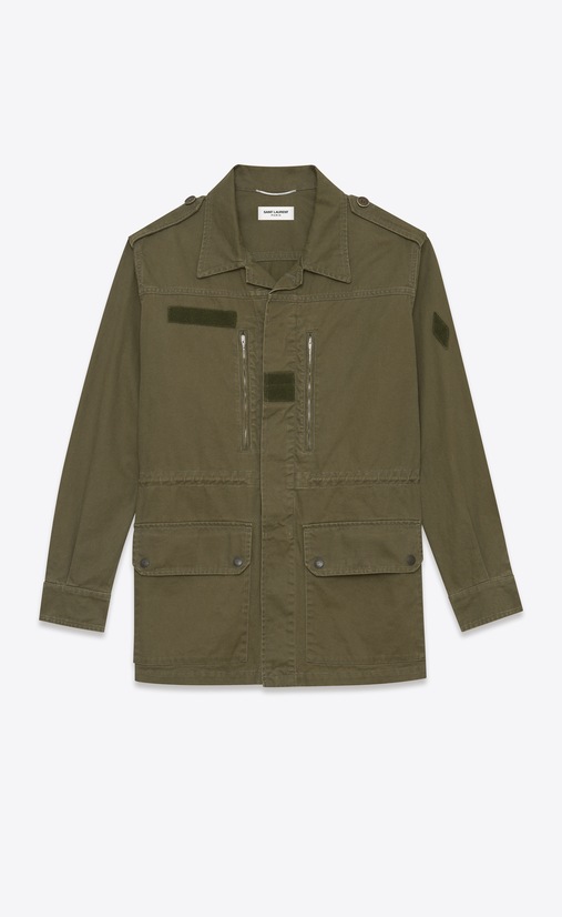 army-parka aus baumwolle und leinengabardine